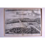 A FRAMED ENGRAVING (19th Century), a stately house and its surrounding grounds. 35 cm x 47 cm.