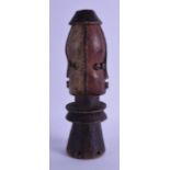 AN UNUSUAL EARLY 20TH CENTURY AFRICAN POLYCHROMED DOUBLE HEAD MASK. 28 cm high.