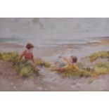 PATERSON (SCOTTISH), Framed Watercolour, two young girls playing with each other on a beach, signed.