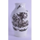 18th c. rare Worcester vase printed with engravings by Robert Hancock, Milking Scene, Rural Lovers