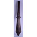 A 19TH CENTURY POLYNESIAN SOUTHSEA ISLANDS HARDWOOD WAR CLUB inlaid with shells depicting