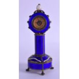 AN UNUSUAL EARLY 20TH CENTURY CONTINENTAL SILVER AND ENAMEL CLOCK overlaid with pearls, the dial