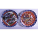 A LARGE PAIR OF 19TH CENTURY JAPANESE MEIJI PERIOD IMARI CHARGERS painted with fish swimming upon