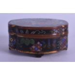 A GOOD 19TH CENTURY JAPANESE MEIJI PERIOD CLOISONNE ENAMEL LOBED BOXED AND COVER decorated with