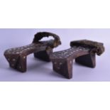 A PAIR OF 19TH CENTURY TURKISH OTTOMAN HARDWOOD BATH SHOES. 22 cm long.