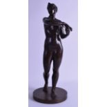A GOOD EARLY 20TH CENTURY EUROPEAN BRONZE BUST OF A NUDE FEMALE modelled upon a circular base.