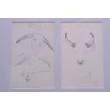 ARCHIBALD THORBURN (1860-1935), Framed Pencil Sketch, depicting cattle and horns. Each 17 cm x 11