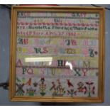 A LATE 19TH CENTURY FRAMED SAMPLER. 38 cm x 38 cm.