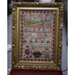 A LATE 19TH CENTURY FRAMED SAMPLER. 28 cm x 43 cm.