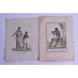 TWO 19TH CENTURY ENGRAVINGS depicting Ethnic figure within landscapes. (2)