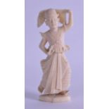 A 19TH CENTURY ANGLO INDIAN CARVED IVORY FIGURE OF A DANCING FEMALE. 11.5 cm high.