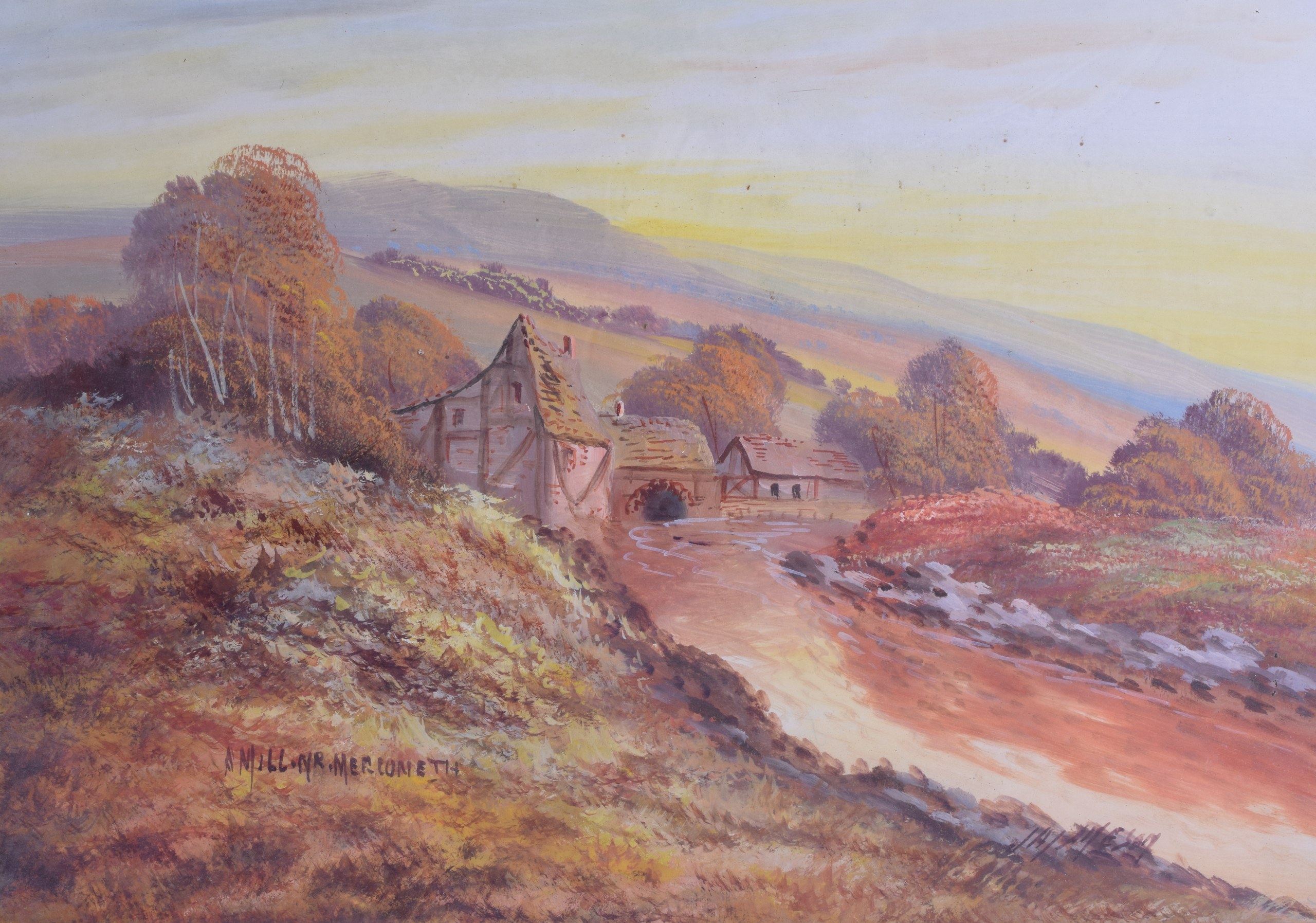 JOHN JAMESON (Scottish), Framed Gouache on paper, signed, "A Mill near Merioneth". 23 cm x 33 cm.