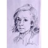 EUROPEAN SCHOOL (20th Century), Framed Pencil Sketch, indistinctly signed, portrait of a female.