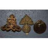 TWO MILITARY BADGES together with a medal. (3)
