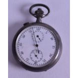 AN UNUSUAL 19TH CENTURY CONTINENTAL GENTLEMANS SILVER POCKET WATCH with white enamel dial and twin