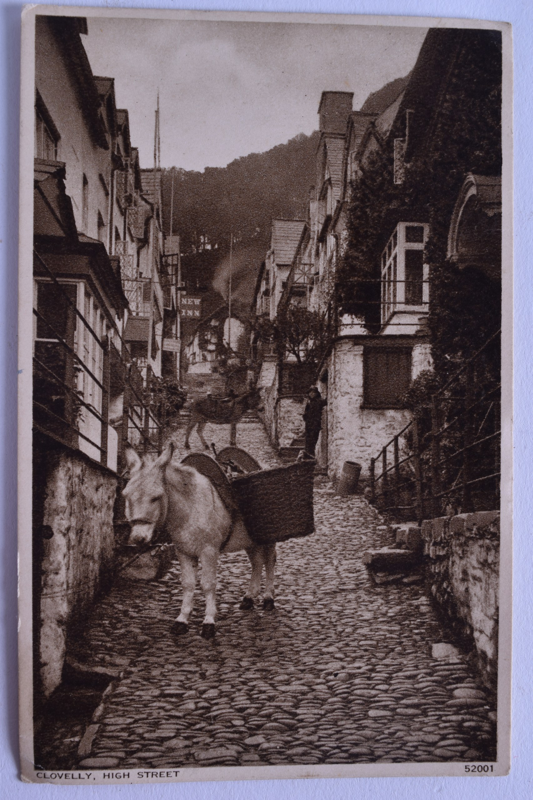 W SANDS (Cornish), Framed Watercolour, signed, a figure & horse walking down a path, Clovelly, - Bild 3 aus 3