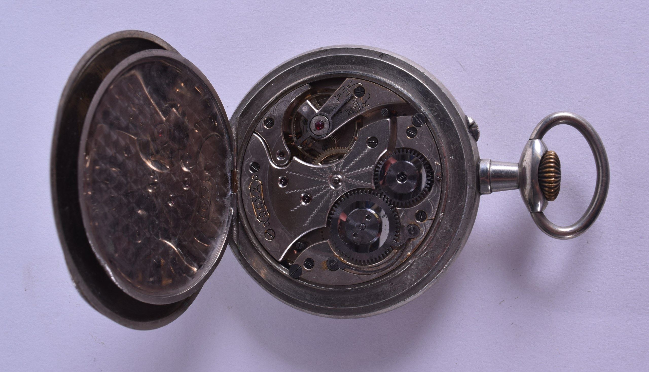 AN UNUSUAL DOXA EROTIC POCKET Watch depicting a male and two females performing exotic acts. 6.5 - Image 2 of 2