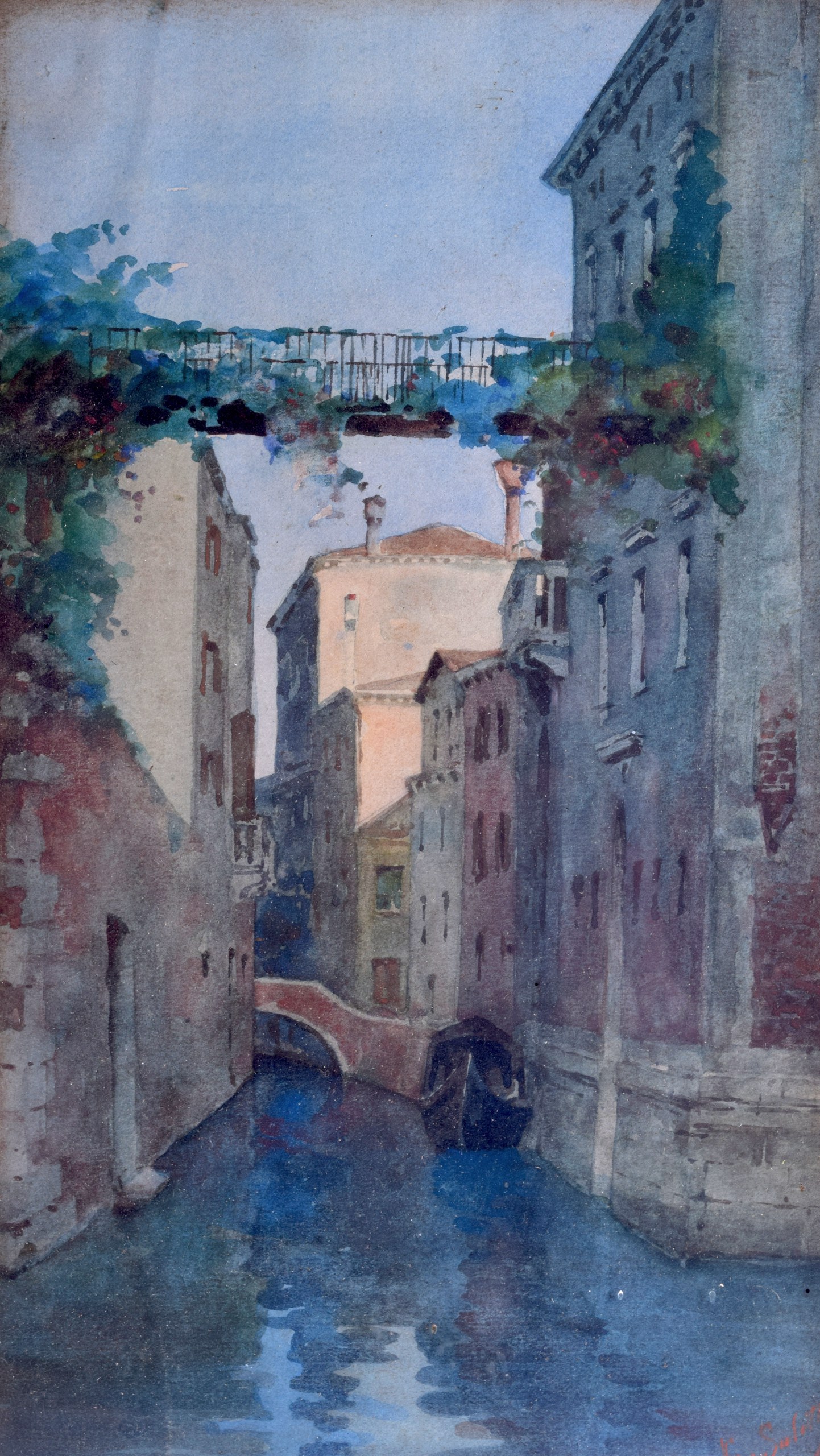 ITALIAN SCHOOL (Early 20th Century), Framed Watercolour, indistinctly signed, scene from Venice.