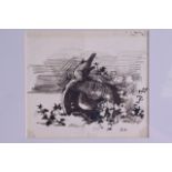 ARCHIBALD THORBURN (1860-1935), Framed Ink Sketch, depicting two robins 11 cm x 12 cm.