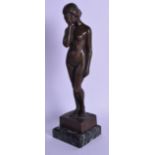 A LOVELY ART NOUVEAU BRONZE FIGURE OF A NUDE FEMALE C1900 by Otto Berger, modelled with her hand