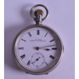 A 19TH CENTURY ENGLISH SILVER GENTLEMANS POCKET WATCH with white enamel dial signed W Hird Barrow In