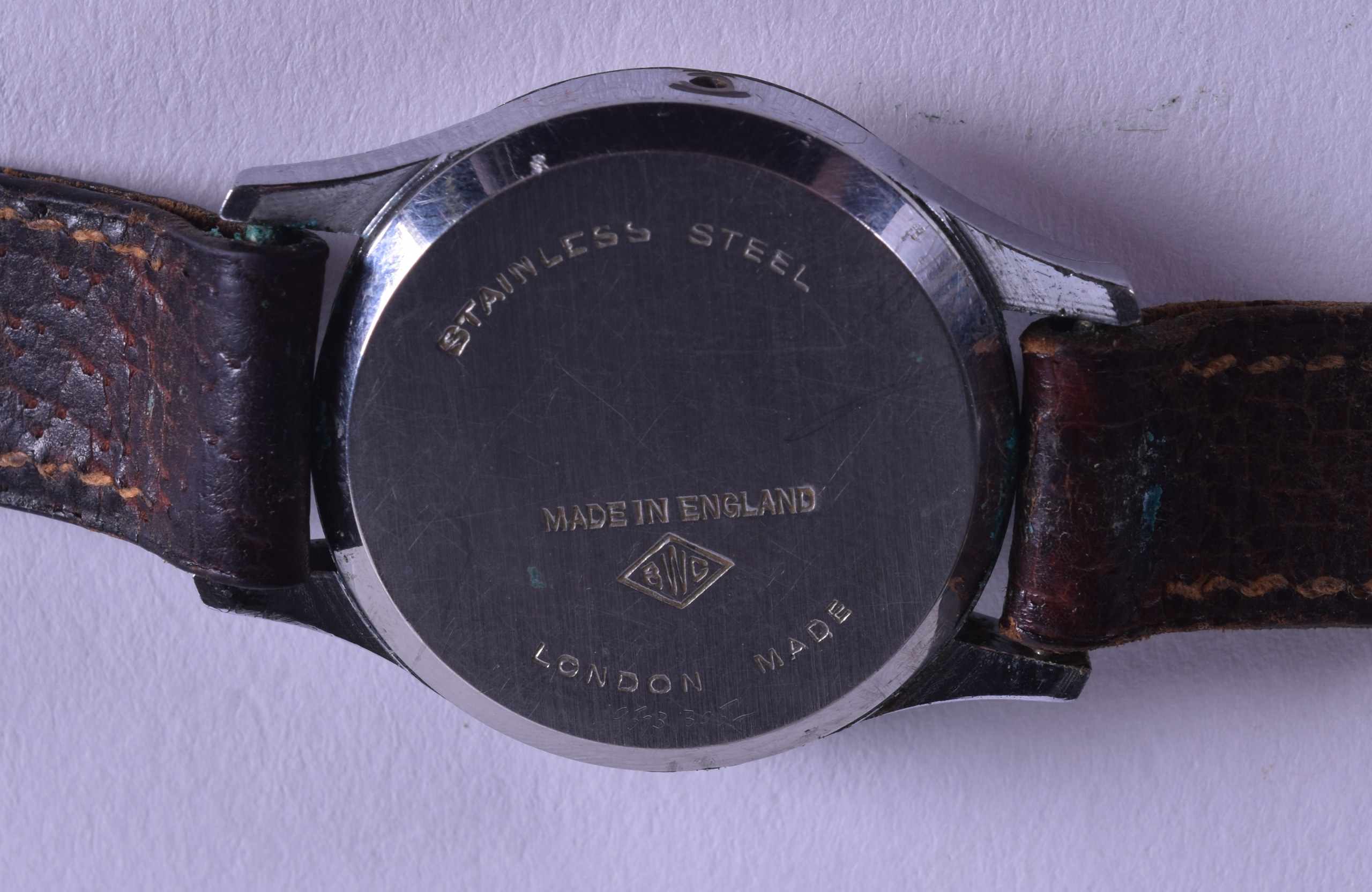 A VINTAGE J W BENSON AUTOMATIC STAINLESS WRISTWATCH. 3 cm wide. - Image 2 of 2