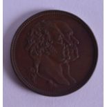 AN ANTIQUE BRONZE COMMEMORATIVE MEDALLION depicting James Watt & Co. 3.25 cm diameter.