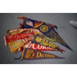 A COLLECTION OF TEN VINTAGE AMERICAN BASEBALL FLAGS. (10)