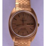 A GOOD 18CT YELLOW GOLD OMEGA CONSTELLATION AUTOMATIC CHRONOMETER WRISTWATCH with gold strap. 142.