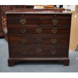 A GEORGE III MAHOGANY CHEST with brass handles. 95 cm x 83 cm.