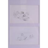 ARCHIBALD THORBURN (1860-1935), Framed Pencil Sketch, depicting ducks. Each 10 cm x 16 cm.