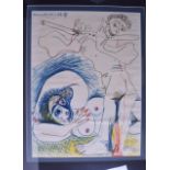 AFTER PABLO PICASSO ('67), Framed Lithograph, abstract figures. 46 cm x 34 cm.