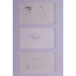 ARCHIBALD THORBURN (1860-1935), Framed Pencil Sketch, depicting birds. Each 10 cm x 17 cm.