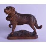 A 19TH CENTURY BAVARIAN BLACK FOREST FIGURE OF A HOUND modelled upon a rectangular base. 17 cm x