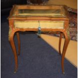 A MID 20TH CENTURY FRENCH VERNE MATIN STYLE BIJOUTERIE TABLE decorated with flowers. 75 cm x 63 cm.