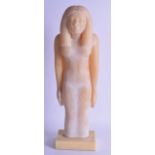 AN EGYPTIAN STYLE ALABASTER TYPE FIGURE OF A PHAROAH upon a square base. 46 cm high.