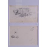 ARCHIBALD THORBURN (1860-1935), Framed Pencil Sketch, depicting cattle . 10 cm x 14 cm & 9 cm x 14