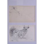 ARCHIBALD THORBURN (1860-1935), Framed Pencil Sketch, depicting cattle . Each 9.5 cm x 15 cm.