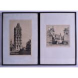 SAMUEL CHAMBERLAIN (1829-1908), Framed Pair Etchings, signed, a church, together with another