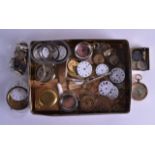 A LARGE COLLECTION OF ANTIQUE CLOCK PARTS including dials, hands, movements, glasses etc. (qty)