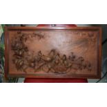 A GOOD EARLY 20TH CENTURY ITALIAN CARVED WOOD PANEL by Giuseppe Bianchi. 64 cm x 34 cm.