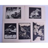 JACOB PINS (1917-2005), a small folio containing eight woodcuts, Dvir Tel Aviv, "Landscapes