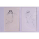 ARCHIBALD THORBURN (1860-1935), Framed Pencil Sketch, depicting two hawks. Each 16 cm x 9.5 cm.