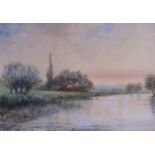 W J BAKER (British), Framed Watercolour, signed, cottage in a river landscape. 35 cm x 25 cm.