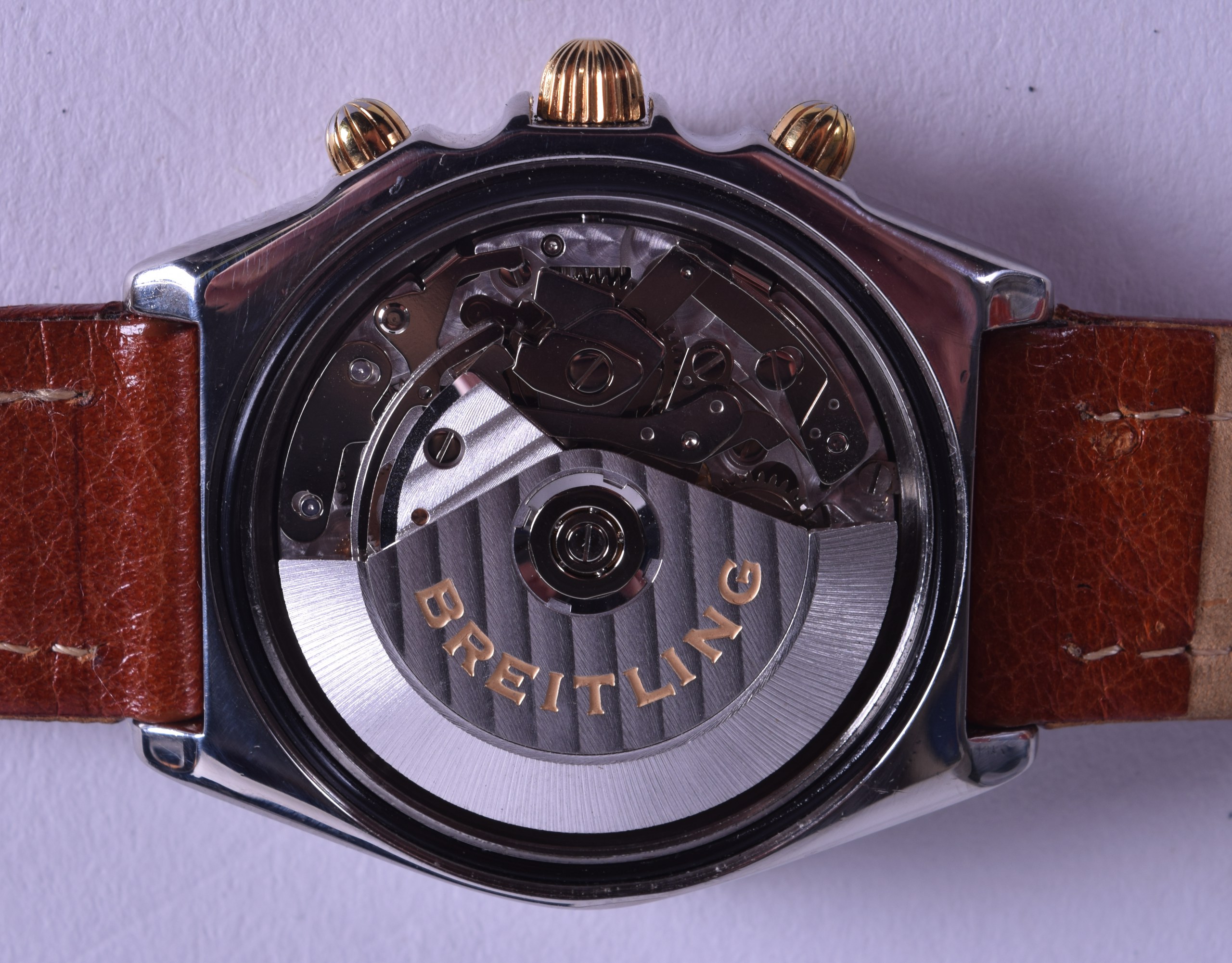 A GENTLEMANS BOXED BREITLING CHRONOGRAPH WRISTWATCH. 3.5 cm wide. - Image 3 of 5