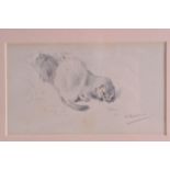 ARCHIBALD THORBURN (1860-1935), Framed Pencil Sketch, depicting an otter. 8.5 cm x 15 cm.