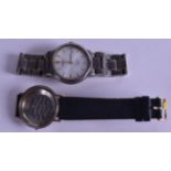 AN OMEGA SILVER WRISTWATCH CASE together with a Seiko titanium wristwatch. (2)