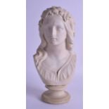 A 19TH CENTURY COPELAND PARIAN WARE BUST OF OPHELIA modelled after W C Marshall. 28.5 cm high.