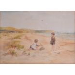 PATERSON (Scottish), Framed Pair Watercolours, signed, young girls building sand castles on a beach,