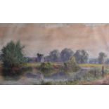 M A BOYD (British), Framed Watercolour, river landscape. 34 cm x 59 cm.